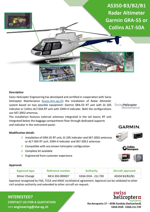 Products Airbus AS350 Radar Altimeter Garmin GRA55 or Collins ALT